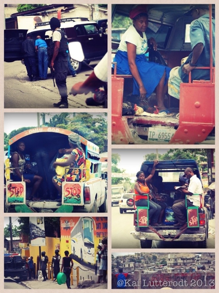 Passangers on local tap-taps from the market. -Drugs control police on Rue de Frere. The few times I've seen any police on the streets. Our car was stopped and searched. Of course nothing was found but it was a scary experience being so upclose to a policeman with a gun right next to me!