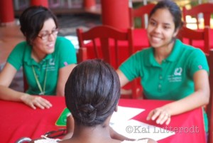 Aimee and Alina, the event organisers  interview for staff in Hato Mayor